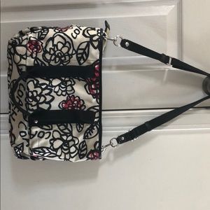 Black and white flower print coach tote purse